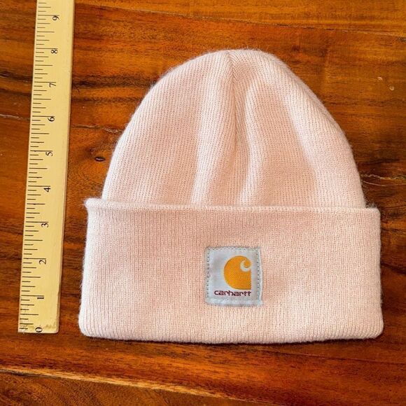 CARHARTT Light Pink Ash Rose Beanie Acrylic Ribbed Hat EUC OSFM - Picture 3 of 3
